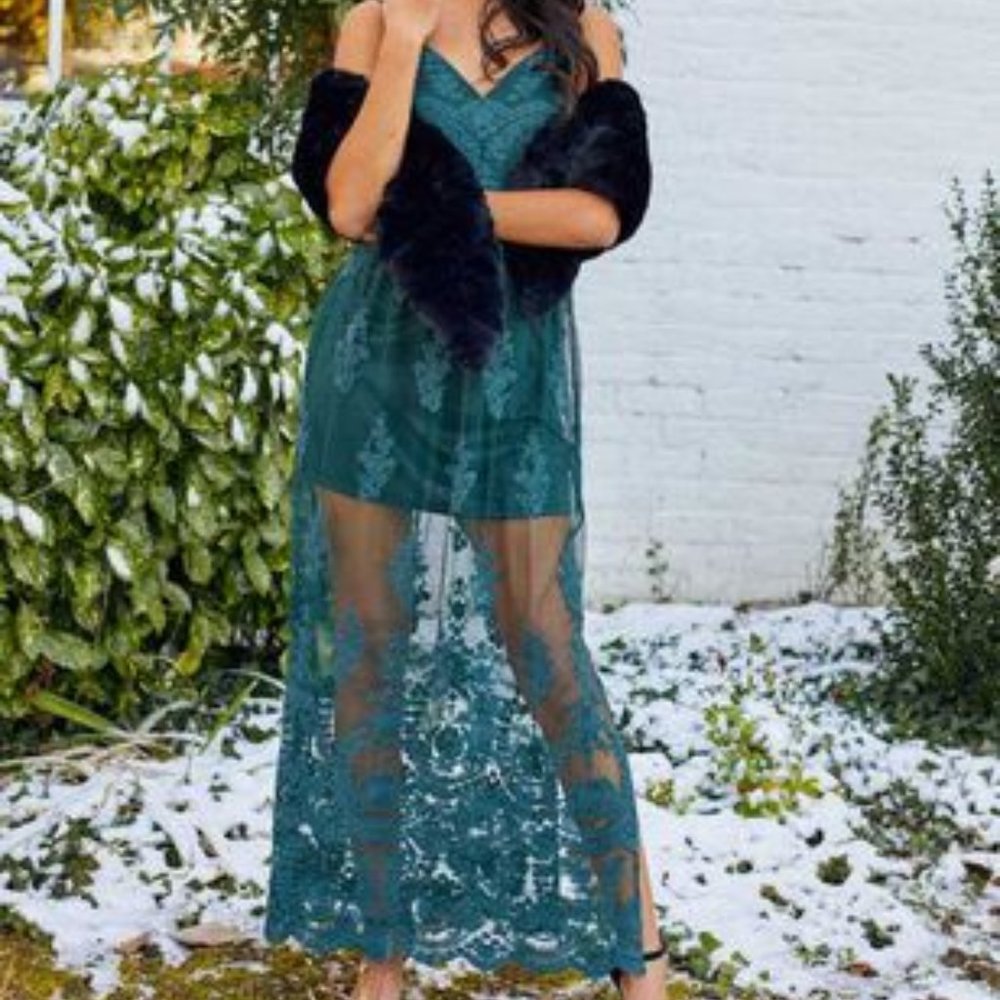 nwt altar'd state green apolini lace maxi dress